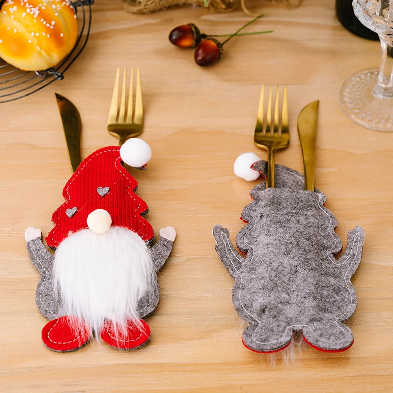 Festive Gnome Tableware Cutlery Holder Bag