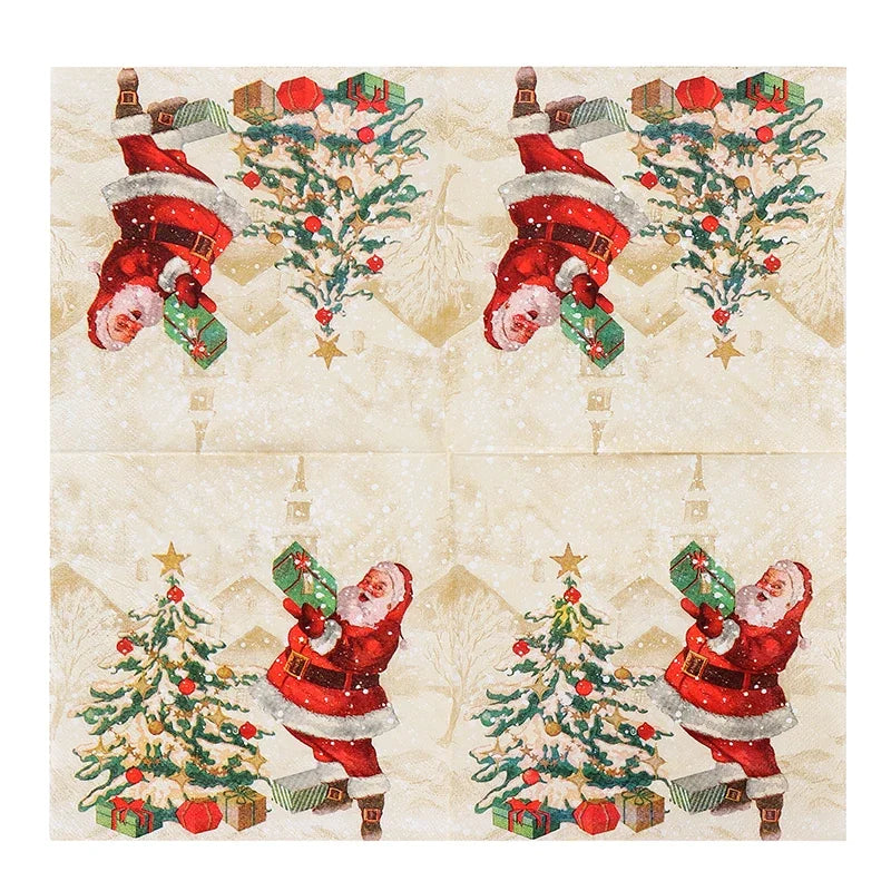 20pcs/Pac 33*33cm Colourful Christmas Tree Printed Napkins