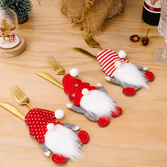 Festive Gnome Tableware Cutlery Holder Bag