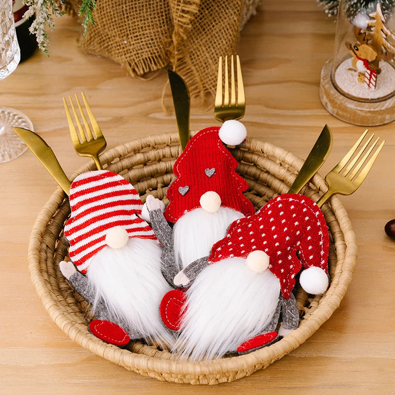 Festive Gnome Tableware Cutlery Holder Bag