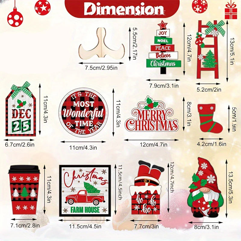 14 Pcs Christmas Decor Christmas Wooden Signs