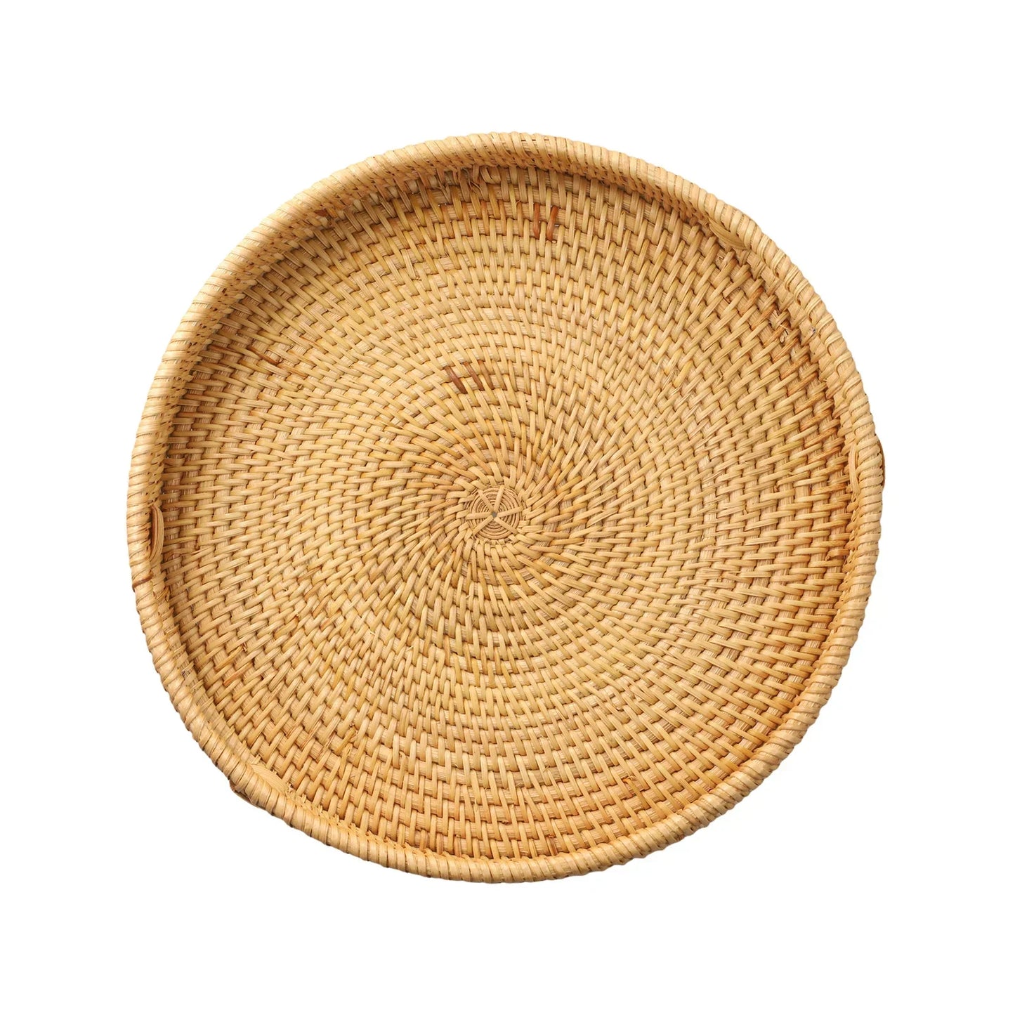 Wicker Basket Woven Rattan Serving Tray Round With Handles