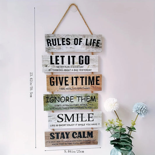 1pc Wooden Rules Of Life Room Decoration