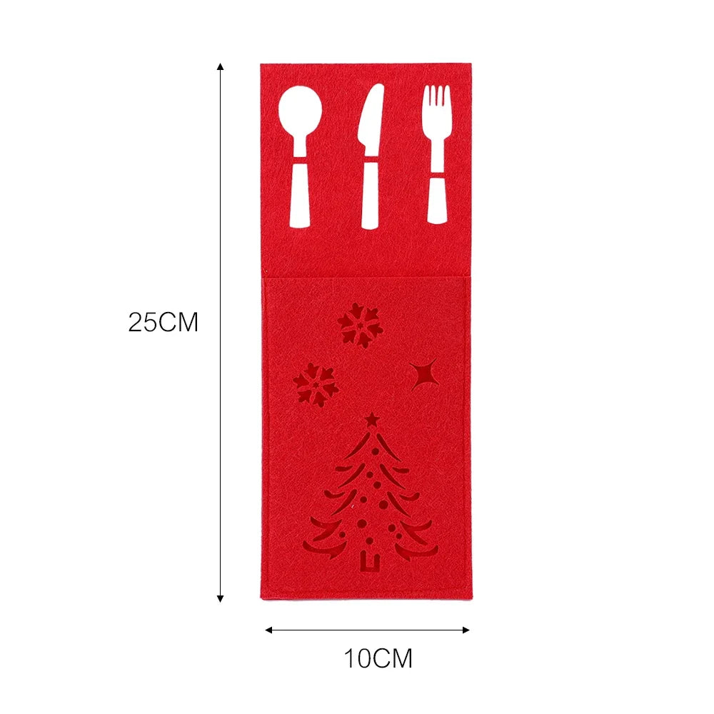 4Pcs Xmas Cutlery Bag Table Decorations