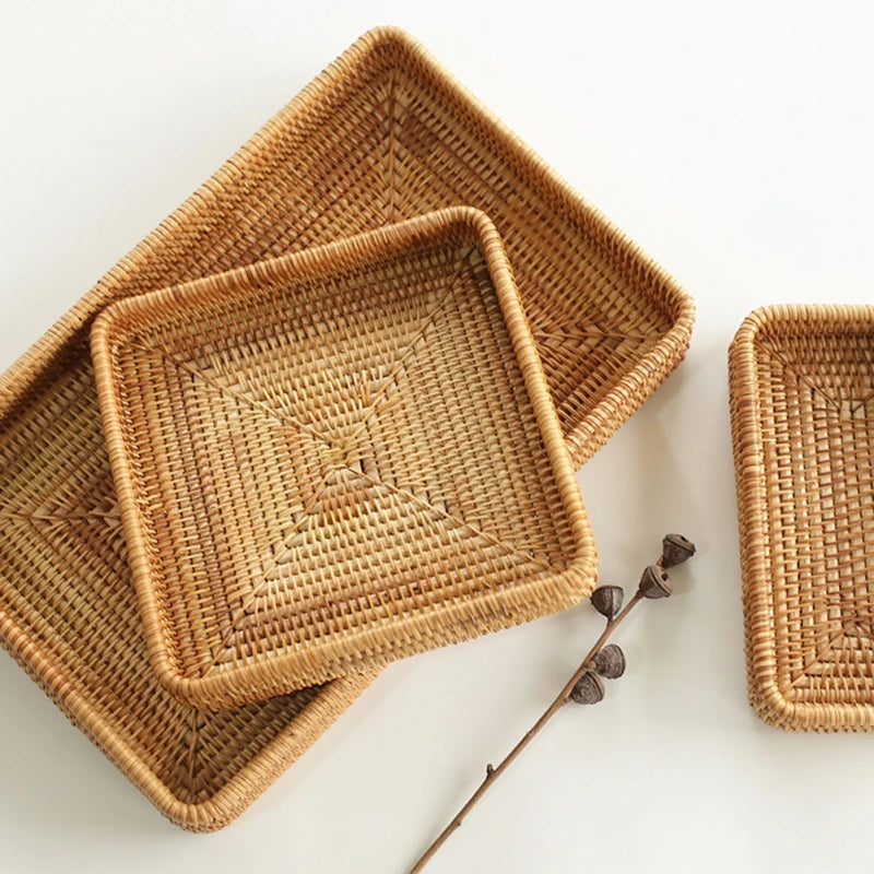 Handwoven Rattan Wicker Tray